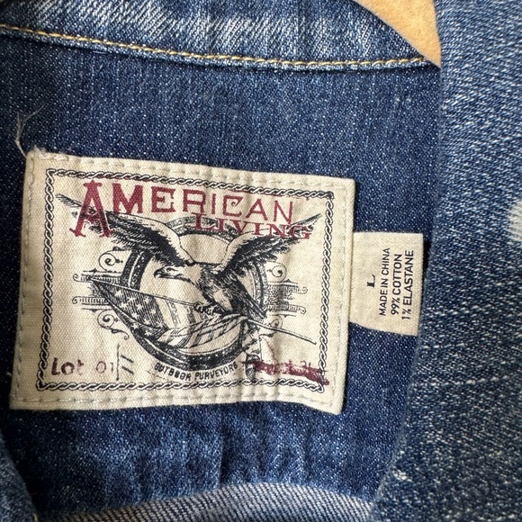 American Living Denim Jacket with Subtle Bleach Detail - Blue - Picture 4 of 5